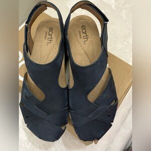 Birdine Casual Round Toe Slip-on Sandals Women's  Adjustable Strap 9 W Dark Blue